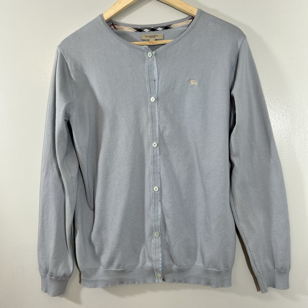 Vintage Burberry London EKD Embroidered Logo Size Large Light Blue 100% Cotton
